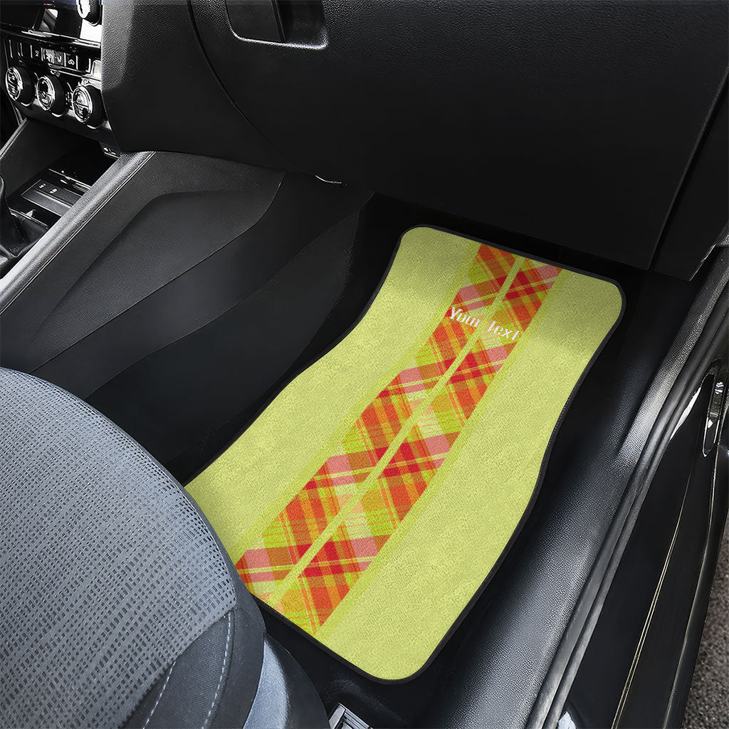 Personalized Bon Fete Kweyol Sent Lisi Car Mats Saint Lucia Creole Day Madras Motifs Yellow