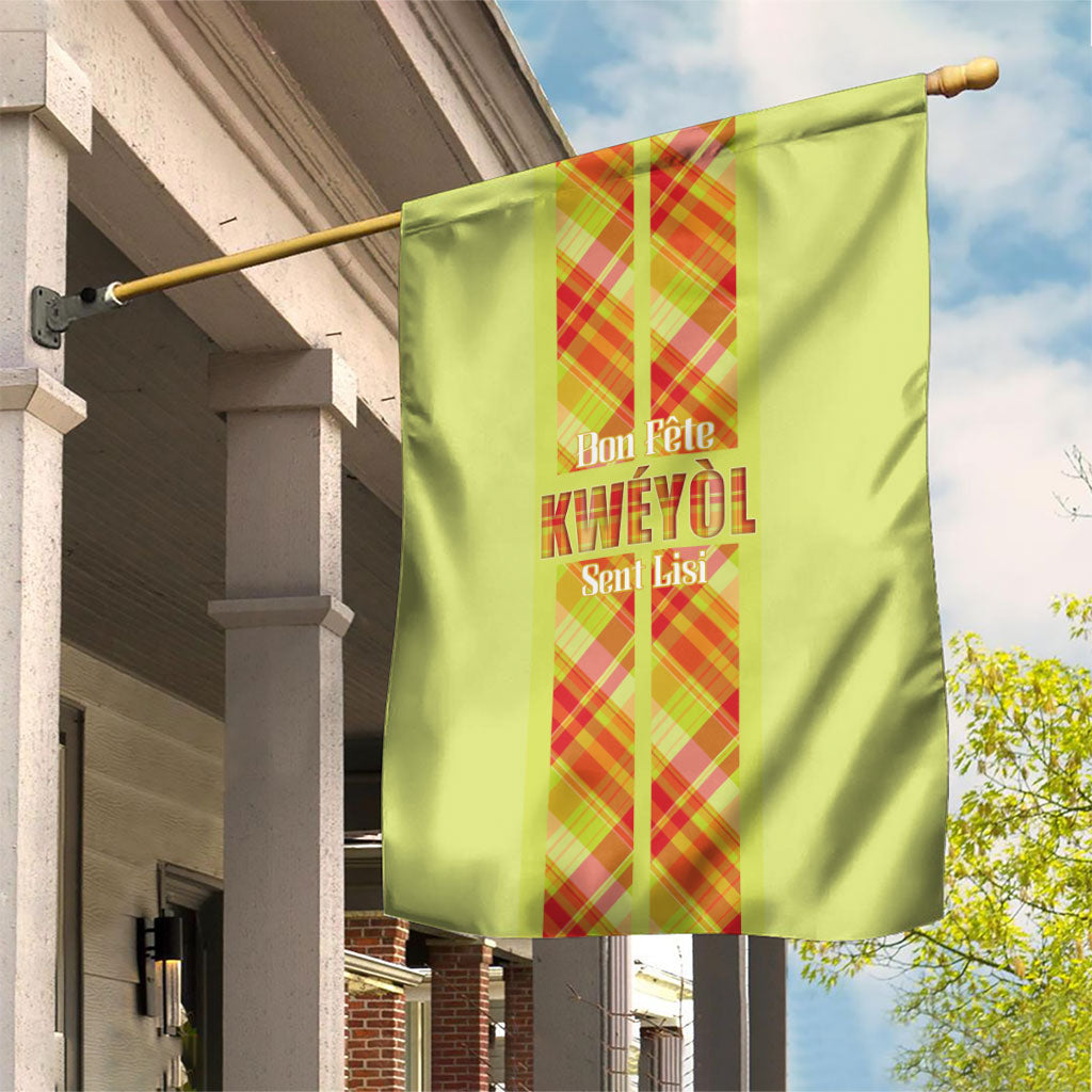 Bon Fete Kweyol Sent Lisi Garden Flag Saint Lucia Creole Day Madras Motifs Yellow