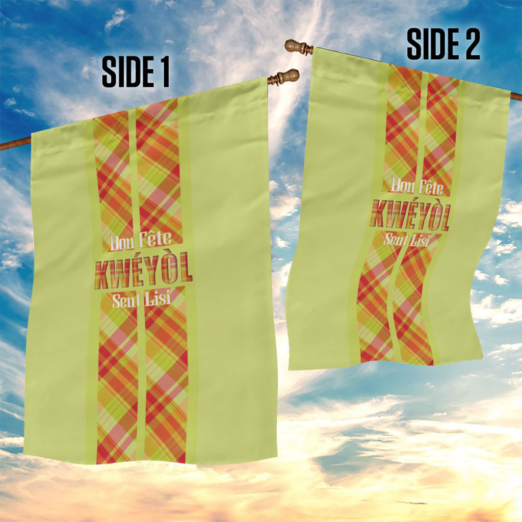 Bon Fete Kweyol Sent Lisi Garden Flag Saint Lucia Creole Day Madras Motifs Yellow