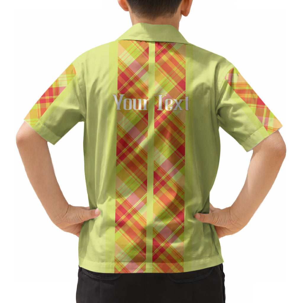 Personalized Bon Fete Kweyol Sent Lisi Kid Hawaiian Shirt Saint Lucia Creole Day Madras Motifs Yellow