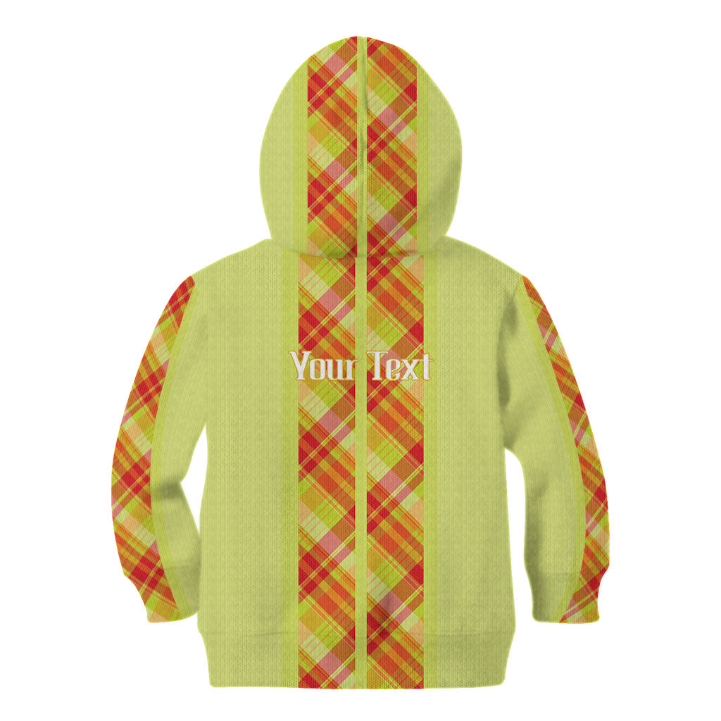 Personalized Bon Fete Kweyol Sent Lisi Kid Hoodie Saint Lucia Creole Day Madras Motifs Yellow