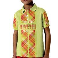 Personalized Bon Fete Kweyol Sent Lisi Kid Polo Shirt Saint Lucia Creole Day Madras Motifs Yellow