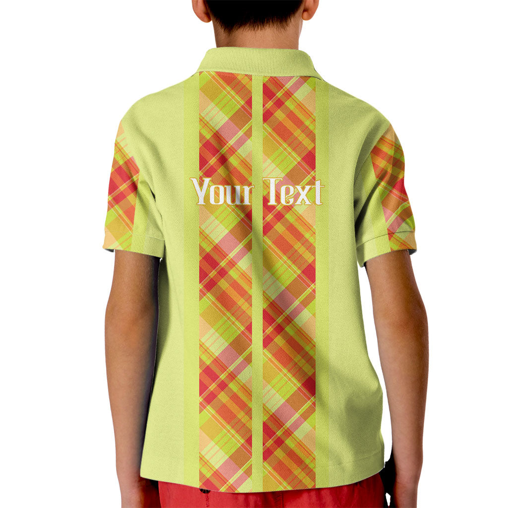 Personalized Bon Fete Kweyol Sent Lisi Kid Polo Shirt Saint Lucia Creole Day Madras Motifs Yellow