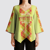 Personalized Bon Fete Kweyol Sent Lisi Kimono Sleeve Blouse Saint Lucia Creole Day Madras Motifs Yellow