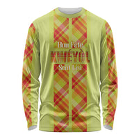 Personalized Bon Fete Kweyol Sent Lisi Long Sleeve Shirt Saint Lucia Creole Day Madras Motifs Yellow