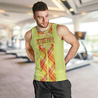 Personalized Bon Fete Kweyol Sent Lisi Men Tank Top Saint Lucia Creole Day Madras Motifs Yellow
