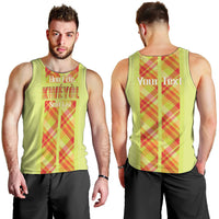 Personalized Bon Fete Kweyol Sent Lisi Men Tank Top Saint Lucia Creole Day Madras Motifs Yellow