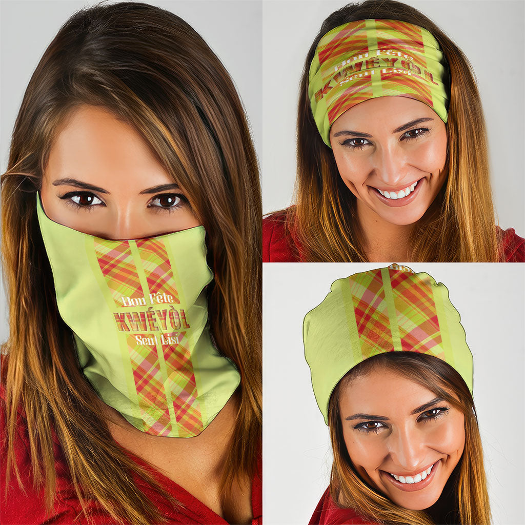 Bon Fete Kweyol Sent Lisi Neck Gaiter Saint Lucia Creole Day Madras Motifs Yellow