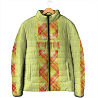 Personalized Bon Fete Kweyol Sent Lisi Padded Jacket Saint Lucia Creole Day Madras Motifs Yellow