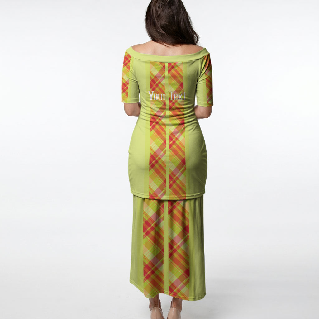 Personalized Bon Fete Kweyol Sent Lisi Puletasi Saint Lucia Creole Day Madras Motifs Yellow