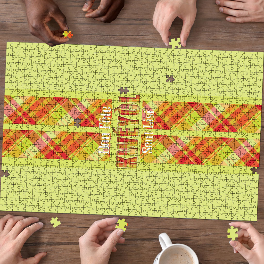 Bon Fete Kweyol Sent Lisi Puzzle Saint Lucia Creole Day Madras Motifs Yellow