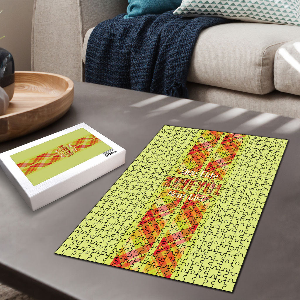Bon Fete Kweyol Sent Lisi Puzzle Saint Lucia Creole Day Madras Motifs Yellow