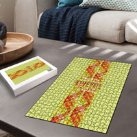 Bon Fete Kweyol Sent Lisi Puzzle Saint Lucia Creole Day Madras Motifs Yellow