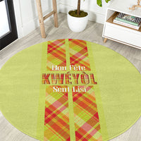 Bon Fete Kweyol Sent Lisi Round Carpet Saint Lucia Creole Day Madras Motifs Yellow