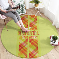 Bon Fete Kweyol Sent Lisi Round Carpet Saint Lucia Creole Day Madras Motifs Yellow