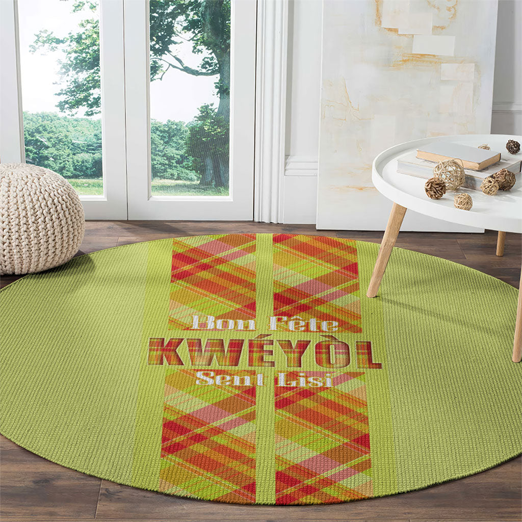 Bon Fete Kweyol Sent Lisi Round Carpet Saint Lucia Creole Day Madras Motifs Yellow