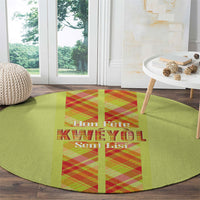 Bon Fete Kweyol Sent Lisi Round Carpet Saint Lucia Creole Day Madras Motifs Yellow