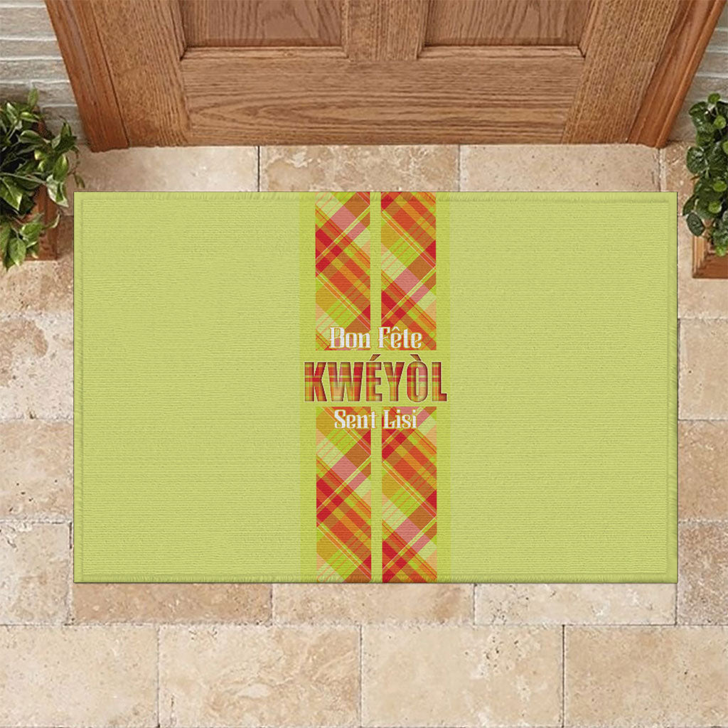 Bon Fete Kweyol Sent Lisi Rubber Doormat Saint Lucia Creole Day Madras Motifs Yellow