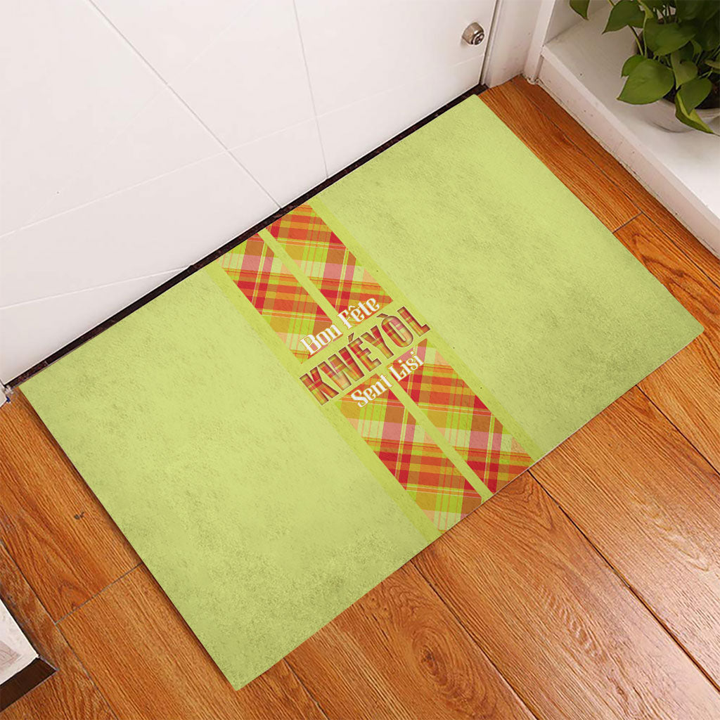 Bon Fete Kweyol Sent Lisi Rubber Doormat Saint Lucia Creole Day Madras Motifs Yellow