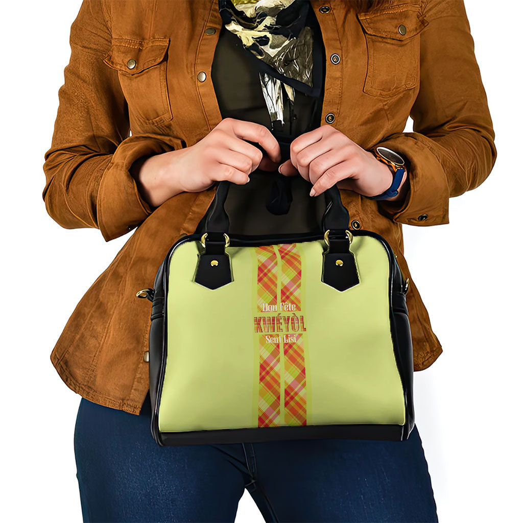 Bon Fete Kweyol Sent Lisi Shoulder Handbag Saint Lucia Creole Day Madras Motifs Yellow