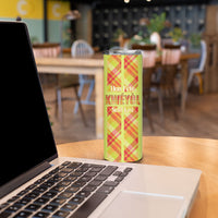 Personalized Bon Fete Kweyol Sent Lisi Skinny Tumbler Saint Lucia Creole Day Madras Motifs Yellow