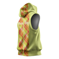 Personalized Bon Fete Kweyol Sent Lisi Sleeveless Hoodie Saint Lucia Creole Day Madras Motifs Yellow