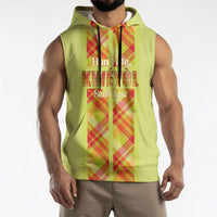 Personalized Bon Fete Kweyol Sent Lisi Sleeveless Hoodie Saint Lucia Creole Day Madras Motifs Yellow