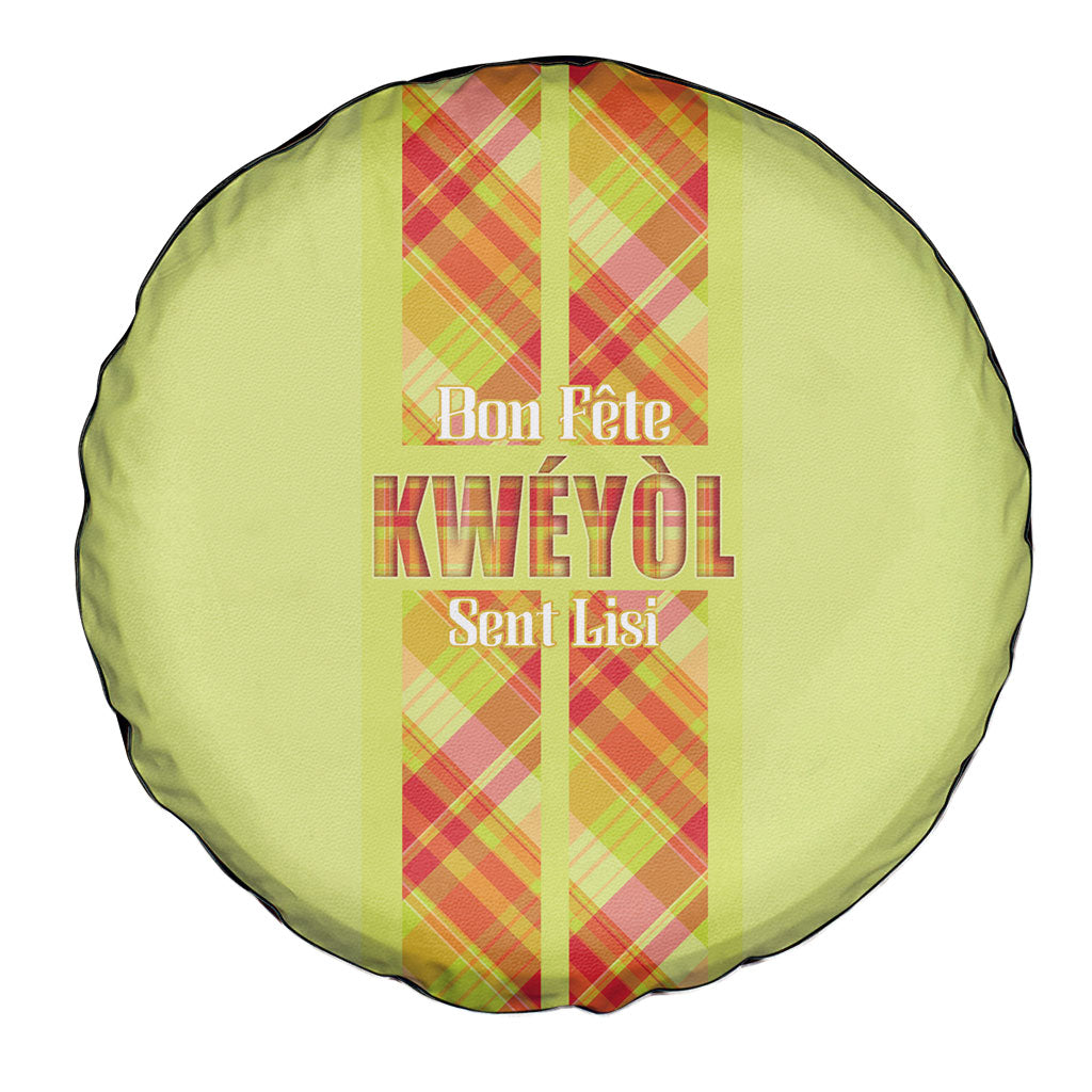 Bon Fete Kweyol Sent Lisi Spare Tire Cover Saint Lucia Creole Day Madras Motifs Yellow