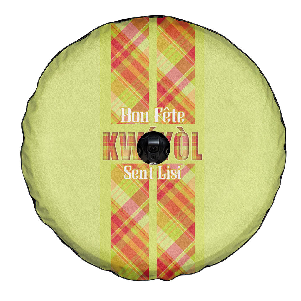Bon Fete Kweyol Sent Lisi Spare Tire Cover Saint Lucia Creole Day Madras Motifs Yellow