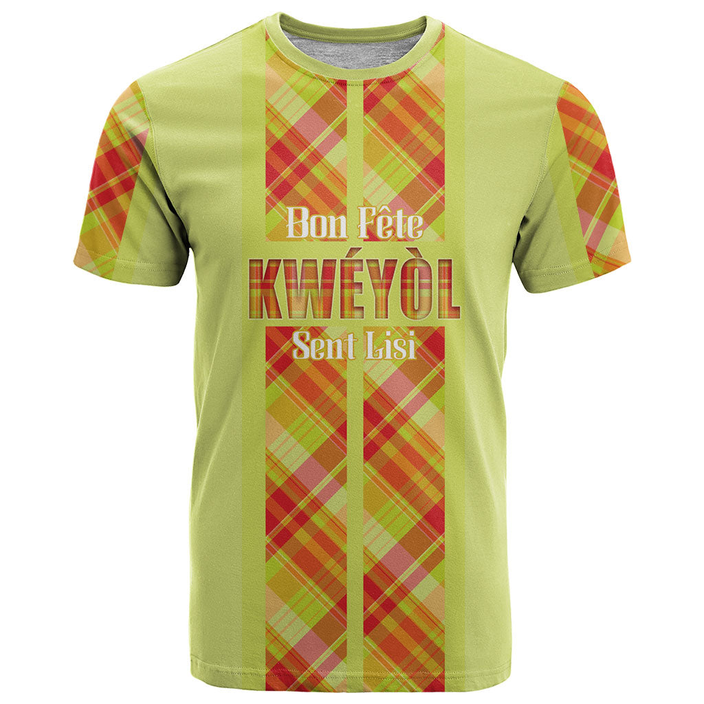 Personalized Bon Fete Kweyol Sent Lisi T Shirt Saint Lucia Creole Day Madras Motifs Yellow