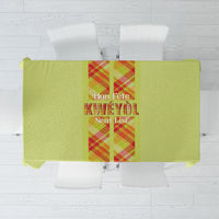 Bon Fete Kweyol Sent Lisi Tablecloth Saint Lucia Creole Day Madras Motifs Yellow