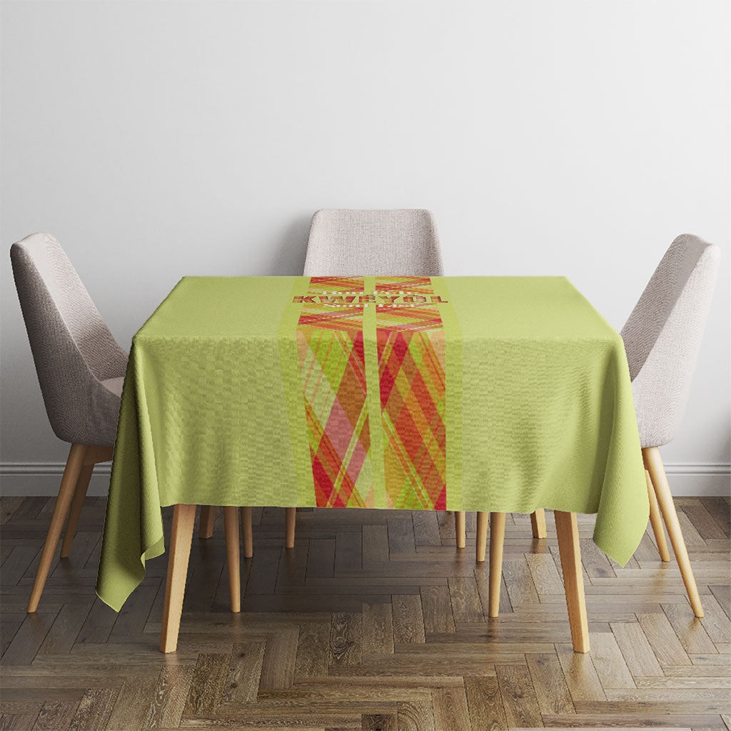 Bon Fete Kweyol Sent Lisi Tablecloth Saint Lucia Creole Day Madras Motifs Yellow