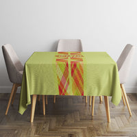 Bon Fete Kweyol Sent Lisi Tablecloth Saint Lucia Creole Day Madras Motifs Yellow