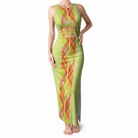 Personalized Bon Fete Kweyol Sent Lisi Tank Maxi Dress Saint Lucia Creole Day Madras Motifs Yellow