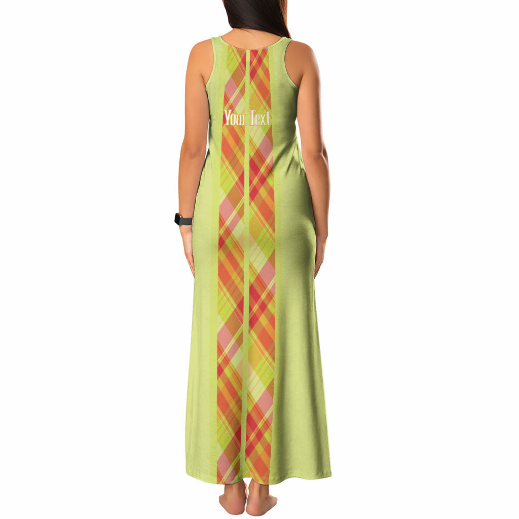 Personalized Bon Fete Kweyol Sent Lisi Tank Maxi Dress Saint Lucia Creole Day Madras Motifs Yellow