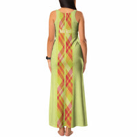 Personalized Bon Fete Kweyol Sent Lisi Tank Maxi Dress Saint Lucia Creole Day Madras Motifs Yellow
