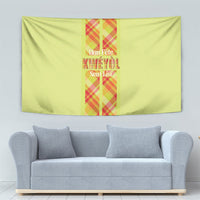 Bon Fete Kweyol Sent Lisi Tapestry Saint Lucia Creole Day Madras Motifs Yellow