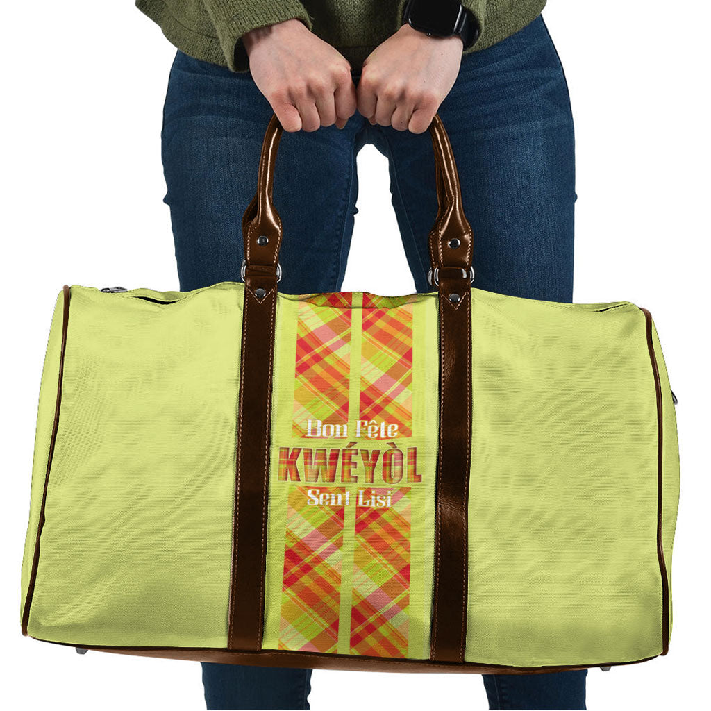 Bon Fete Kweyol Sent Lisi Travel Bag Saint Lucia Creole Day Madras Motifs Yellow