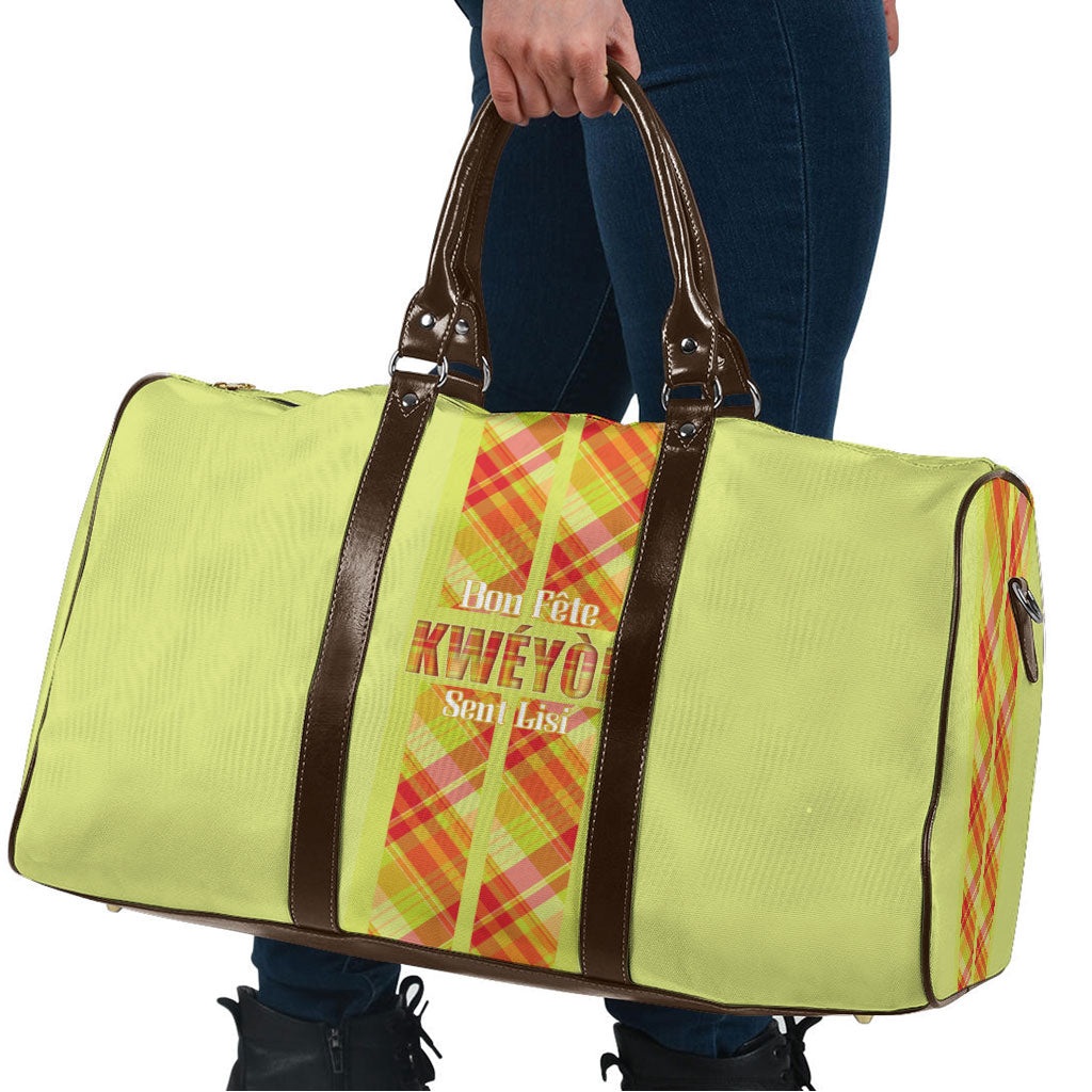 Bon Fete Kweyol Sent Lisi Travel Bag Saint Lucia Creole Day Madras Motifs Yellow
