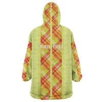 Personalized Bon Fete Kweyol Sent Lisi Wearable Blanket Hoodie Saint Lucia Creole Day Madras Motifs Yellow