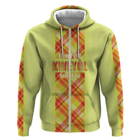 Personalized Bon Fete Kweyol Sent Lisi Zip Hoodie Saint Lucia Creole Day Madras Motifs Yellow
