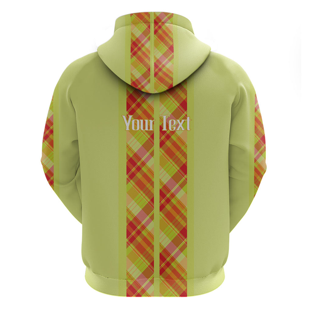 Personalized Bon Fete Kweyol Sent Lisi Zip Hoodie Saint Lucia Creole Day Madras Motifs Yellow