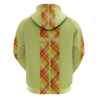 Personalized Bon Fete Kweyol Sent Lisi Zip Hoodie Saint Lucia Creole Day Madras Motifs Yellow