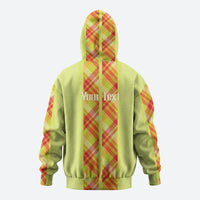 Personalized Bon Fete Kweyol Sent Lisi Zip Hoodie Saint Lucia Creole Day Madras Motifs Yellow