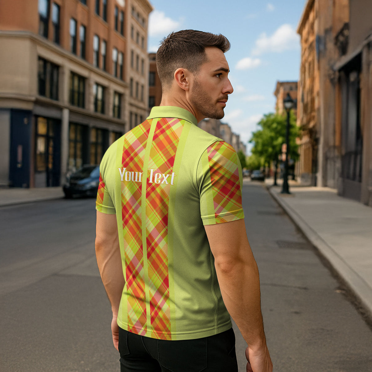 Personalized Bon Fete Kweyol Sent Lisi Zipper Polo Shirt Saint Lucia Creole Day Madras Motifs Yellow