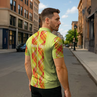 Personalized Bon Fete Kweyol Sent Lisi Zipper Polo Shirt Saint Lucia Creole Day Madras Motifs Yellow