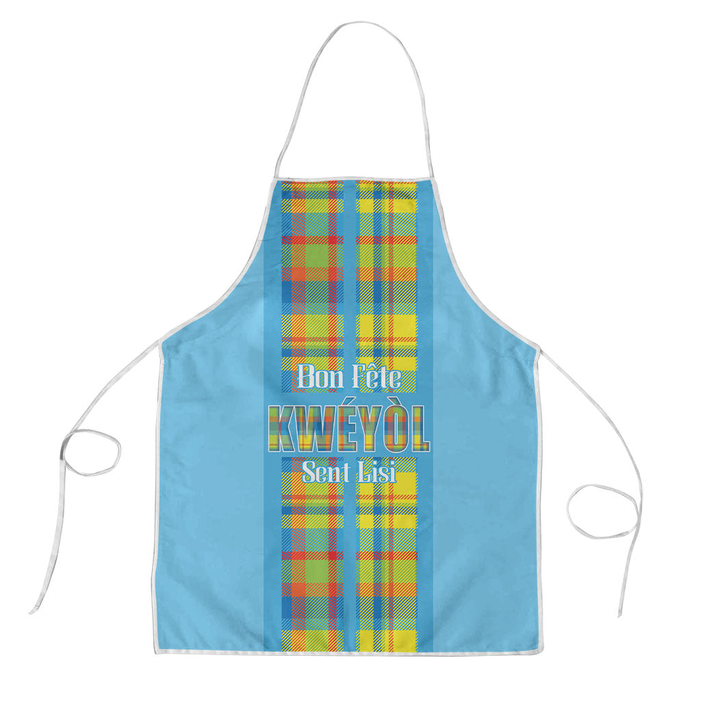 Bon Fete Kweyol Sent Lisi Apron Saint Lucia Creole Day Madras Motifs Blue