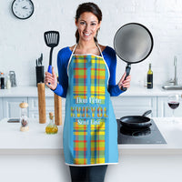 Bon Fete Kweyol Sent Lisi Apron Saint Lucia Creole Day Madras Motifs Blue