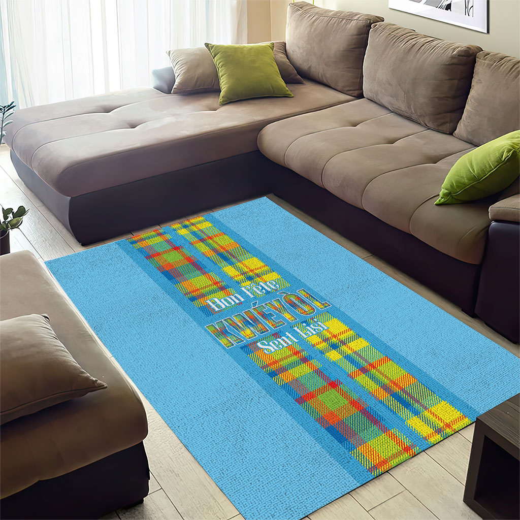 Bon Fete Kweyol Sent Lisi Area Rug Saint Lucia Creole Day Madras Motifs Blue