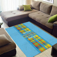 Bon Fete Kweyol Sent Lisi Area Rug Saint Lucia Creole Day Madras Motifs Blue